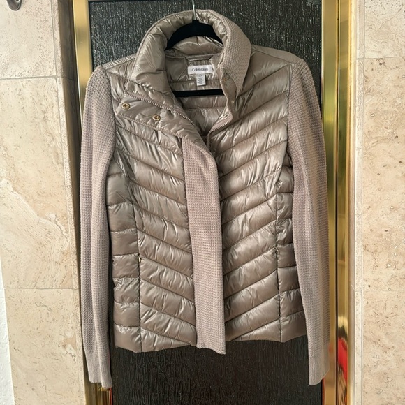 NWOT Calvin Klein Women’s Shimmery Cream Jacket - Picture 3 of 7